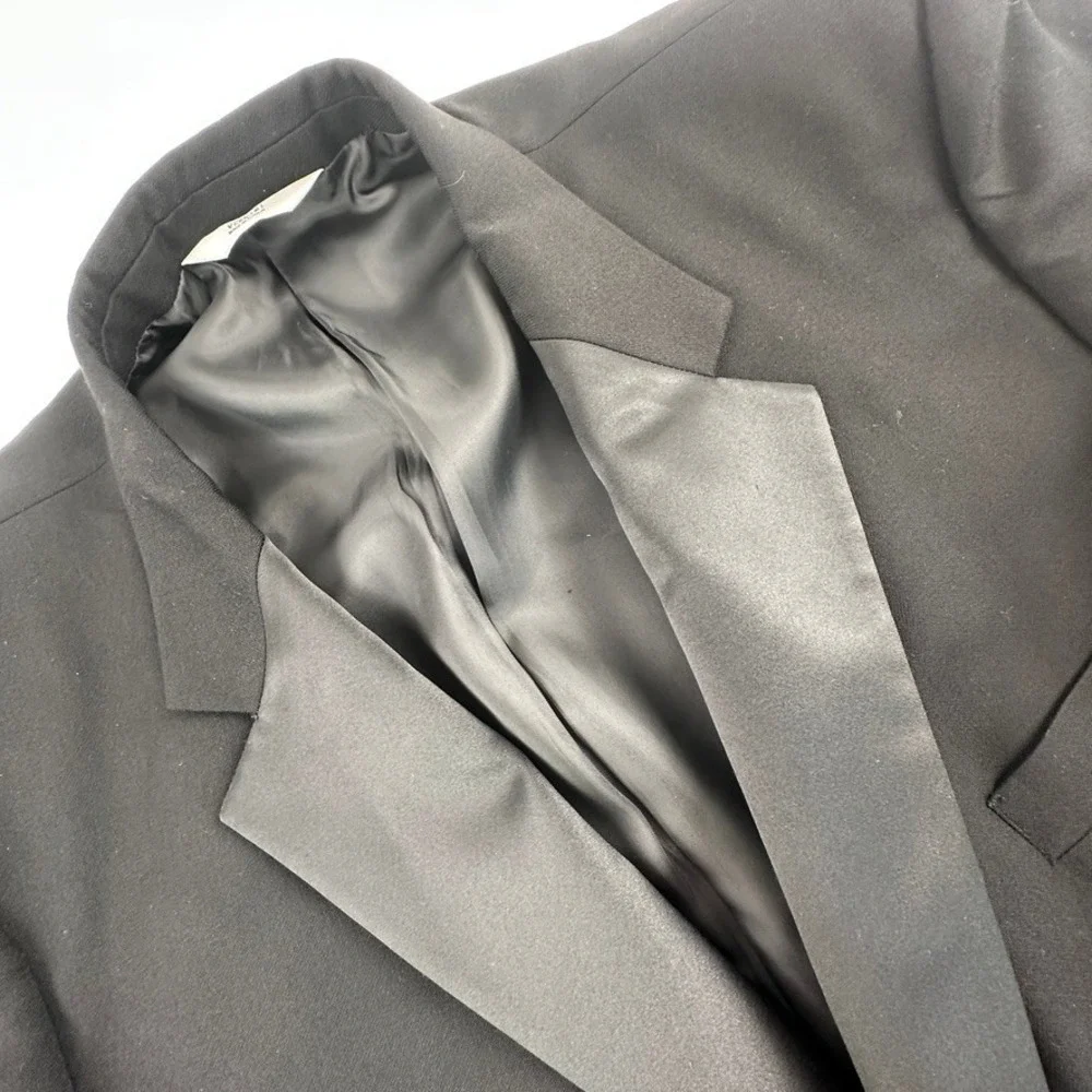 Versini Mens‎ Tuxedo 52L Jacket Black Wool 2 Piece Blazer Pants 53 x 24 Short